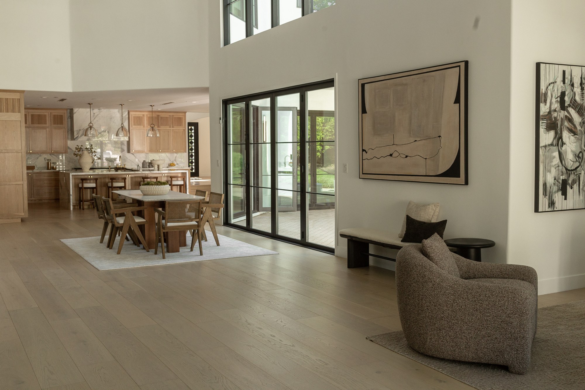 Open living and dining plan